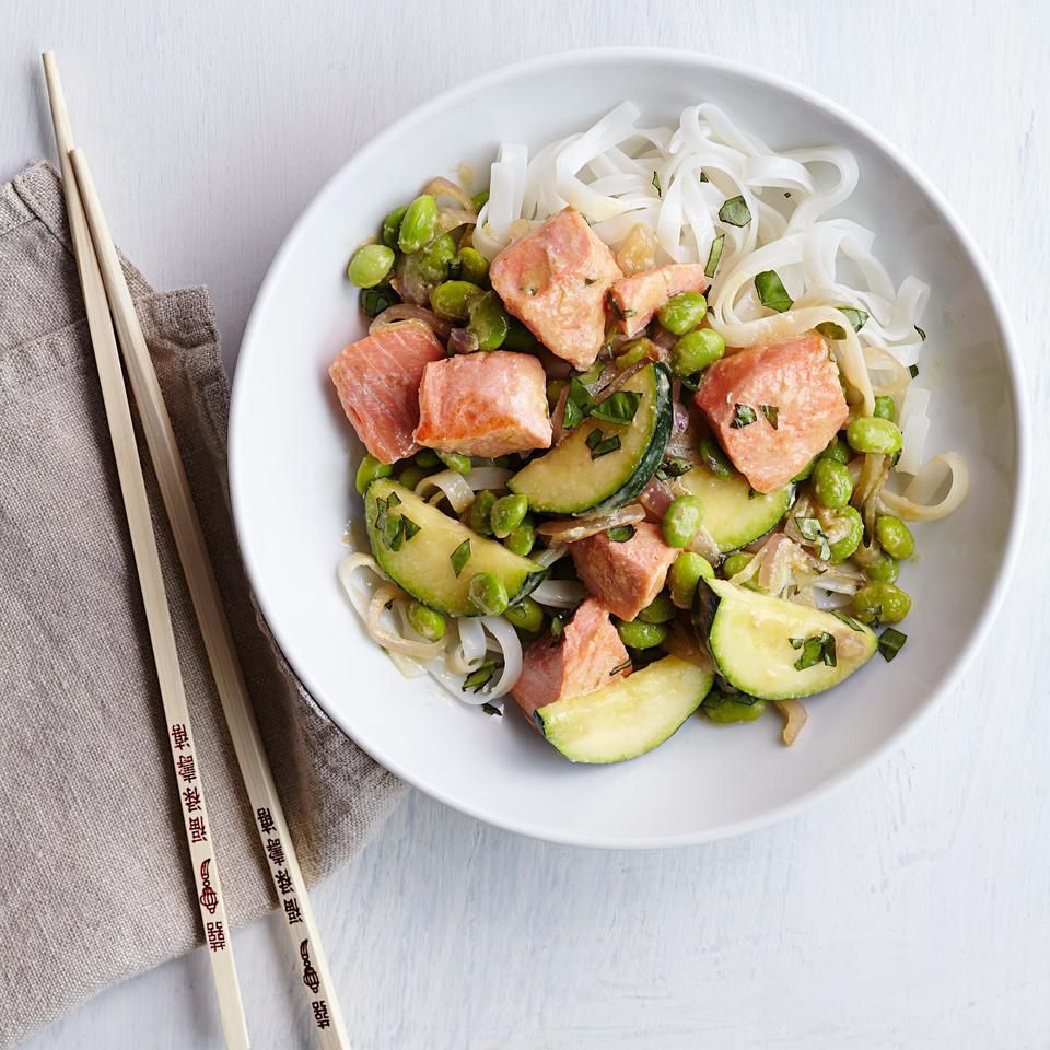 Edamame & Salmon Stir-Fry with Miso Butter 