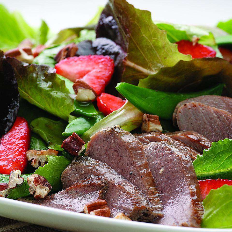 Duck & Strawberry Salad with Rhubarb Dressing 