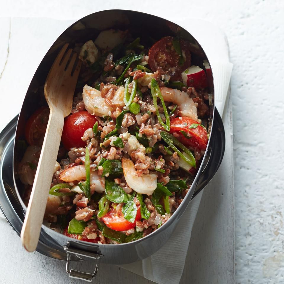 Shrimp &amp; Vegetable Red Rice Salad