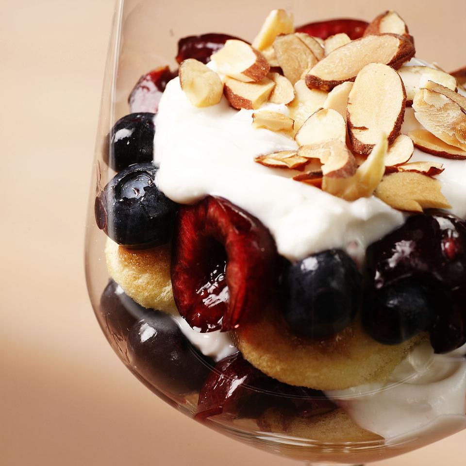 Individual Cherry-Blueberry Trifles 