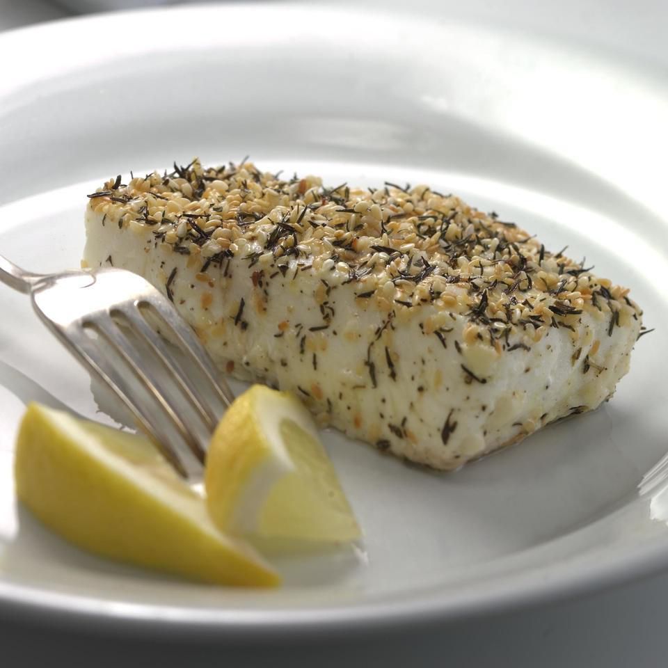 Thyme- &amp; Sesame-Crusted Pacific Halibut