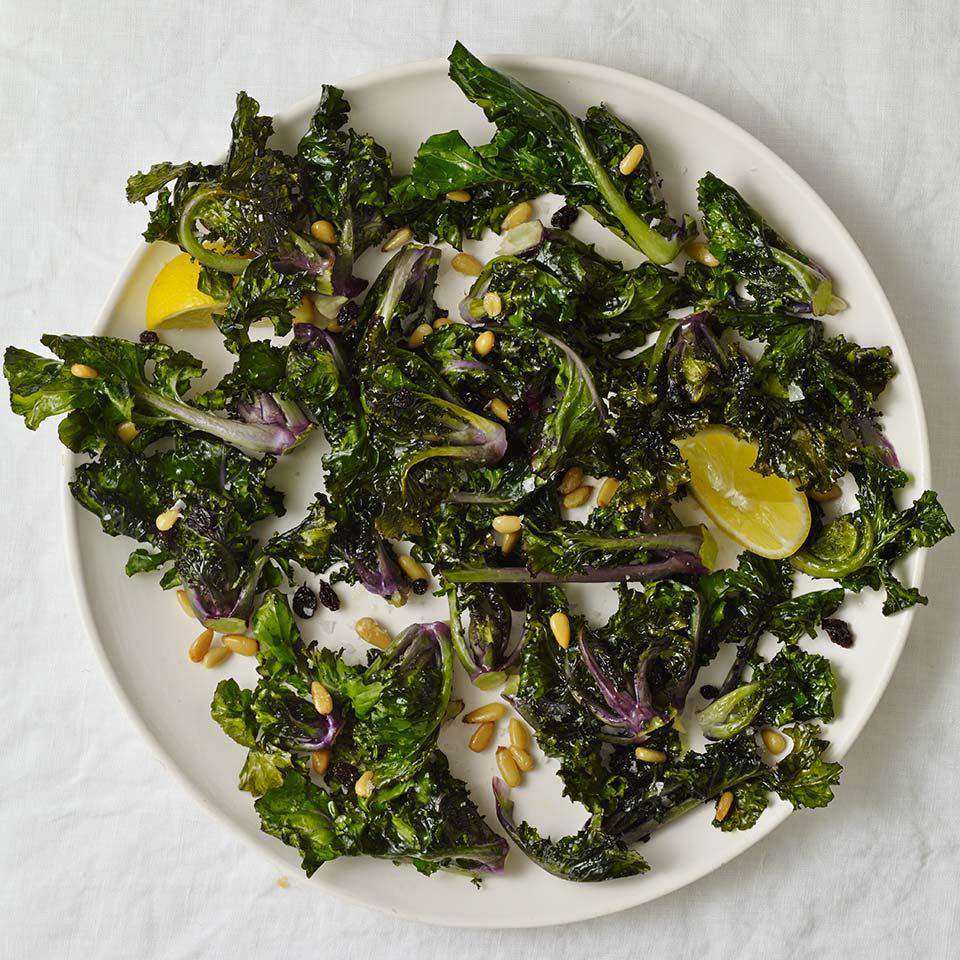 Roasted Kalettes with Pine Nuts & Currants