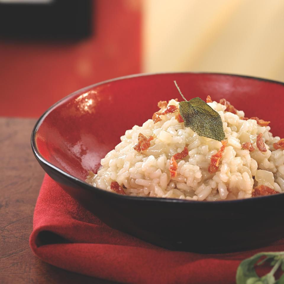 Pear Risotto with Prosciutto & Fried Sage Leaves 