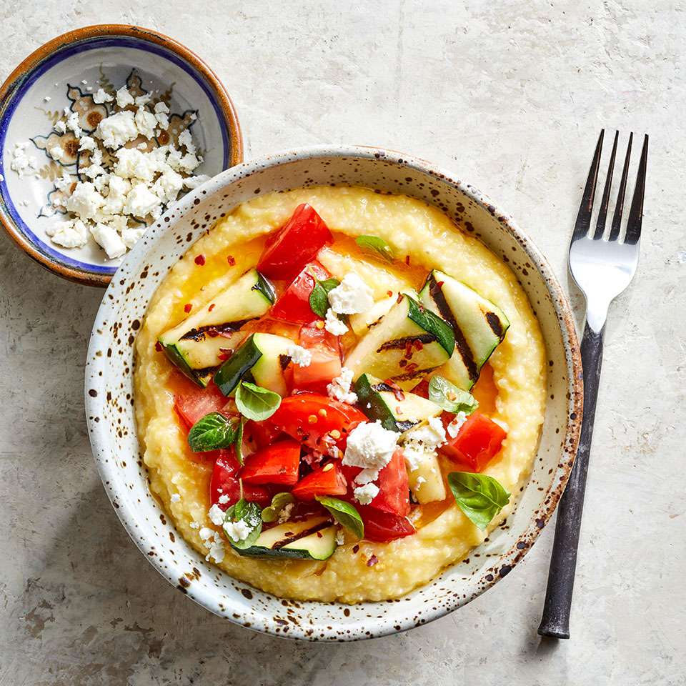 Grilled Zucchini & Tomatoes with Polenta 