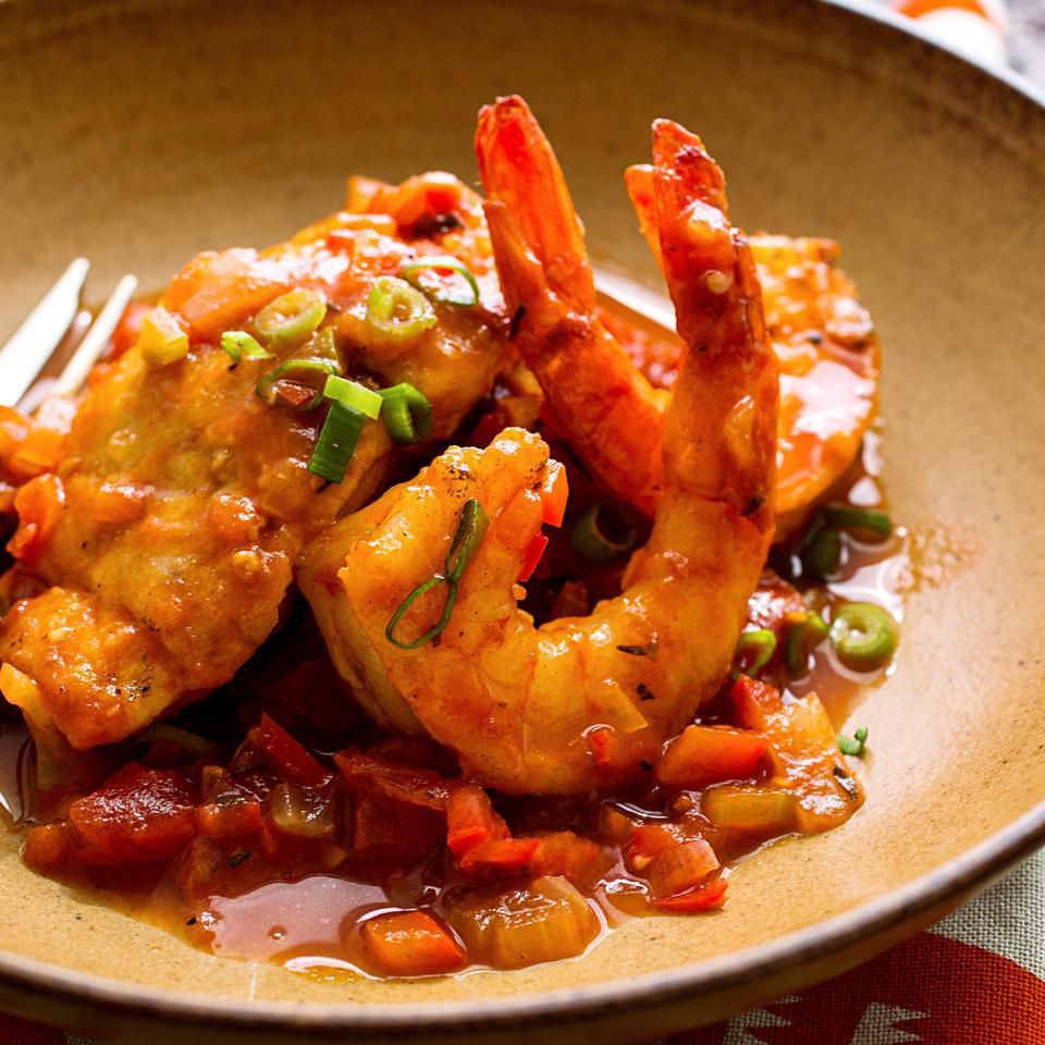 Sauteed Snapper & Shrimp with Creole Sauce 