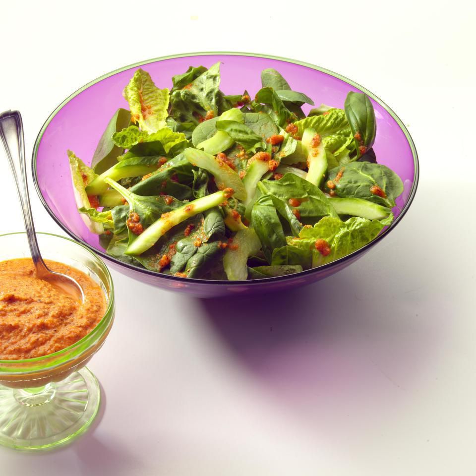 Spring Green Salad with Rouille Dressing 