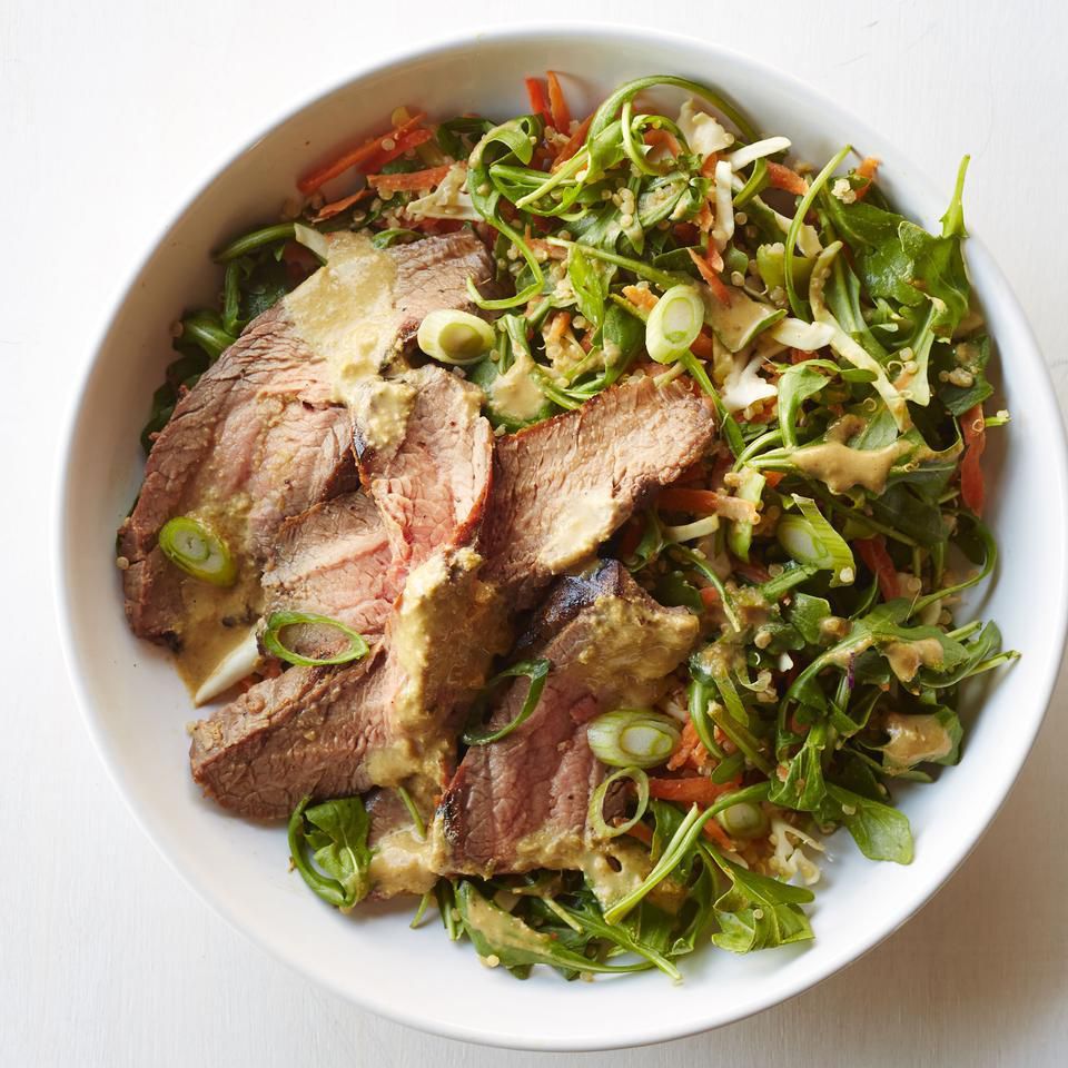 Grilled Flank Steak Salad with Ginger-Wasabi Dressing