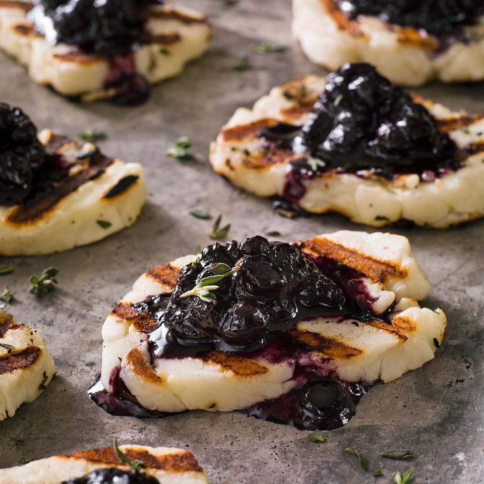 Grilled Halloumi Cheese with Blueberry-Balsamic Jam 