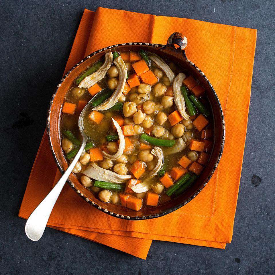 Moroccan-Inspired Chicken & Sweet Potato Soup 