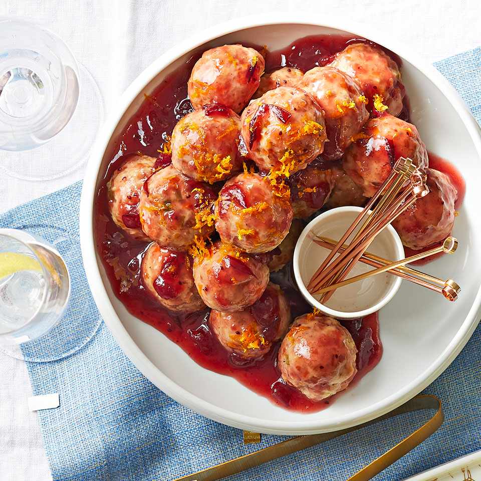 Cranberry-Orange-Glazed Turkey Meatballs 