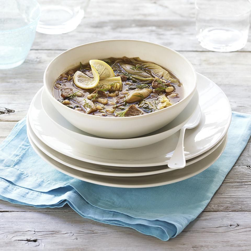 Slow-Cooker Lamb Stew with Artichokes & White Beans 