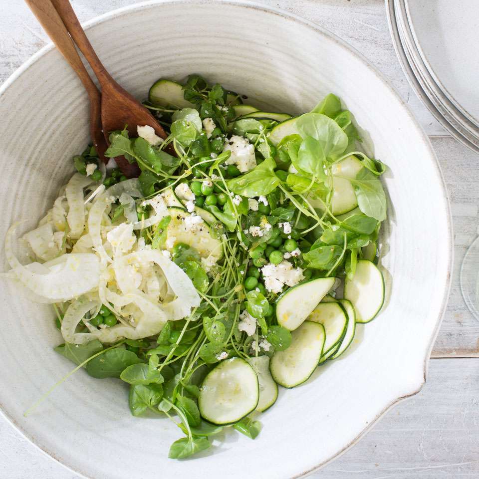 Fennel & Zucchini Salad with Watercress, Mint & Feta 