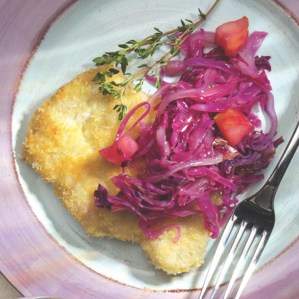 Pork Cutlets with Maple-Spiced Apples & Red Cabbage 