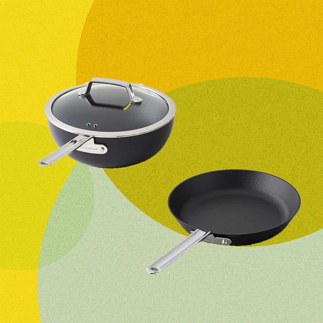 1 non-stick frying pans, 1 larger frying pan / wok