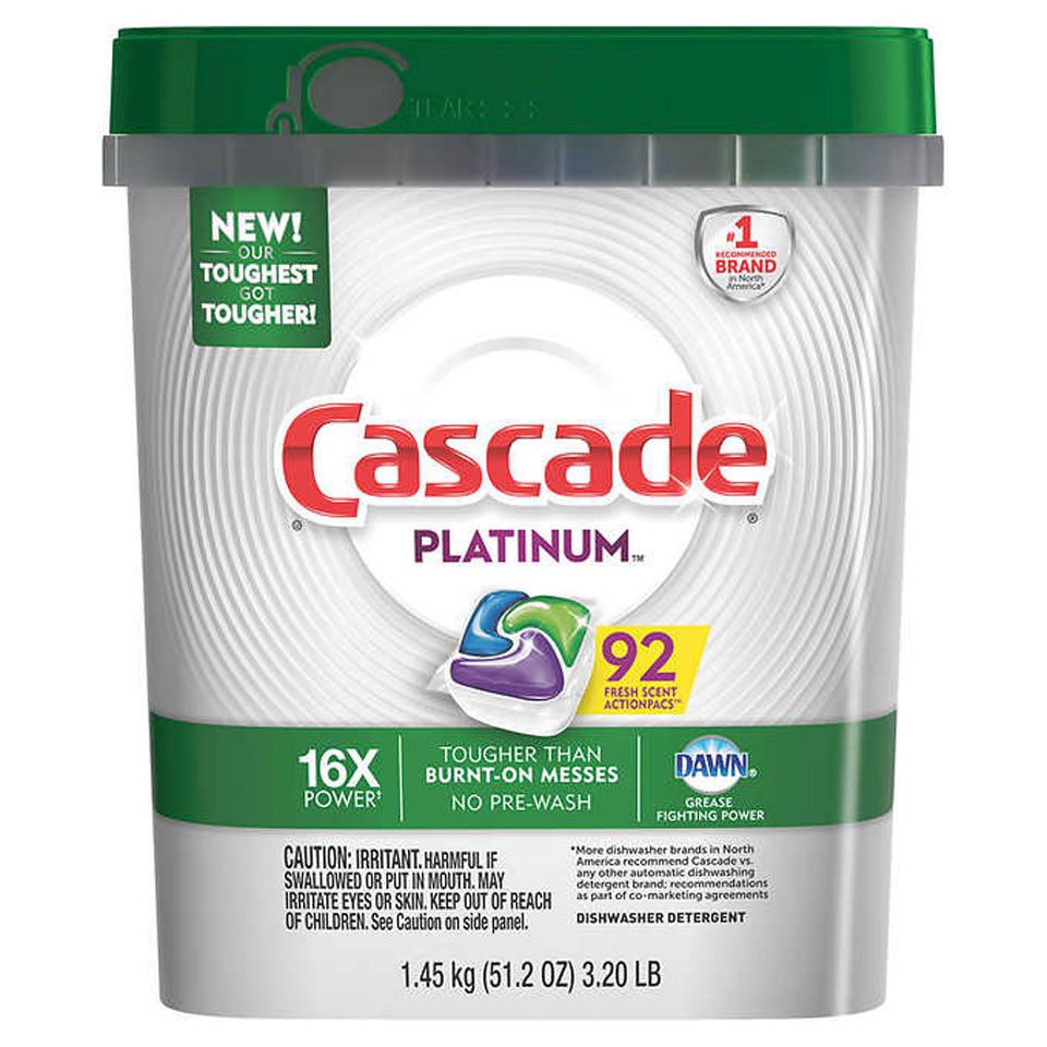 Cascade Platinum bucket of 92 ActionPacs pods for dishwasher