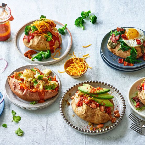different types of stuffed baked potatoes