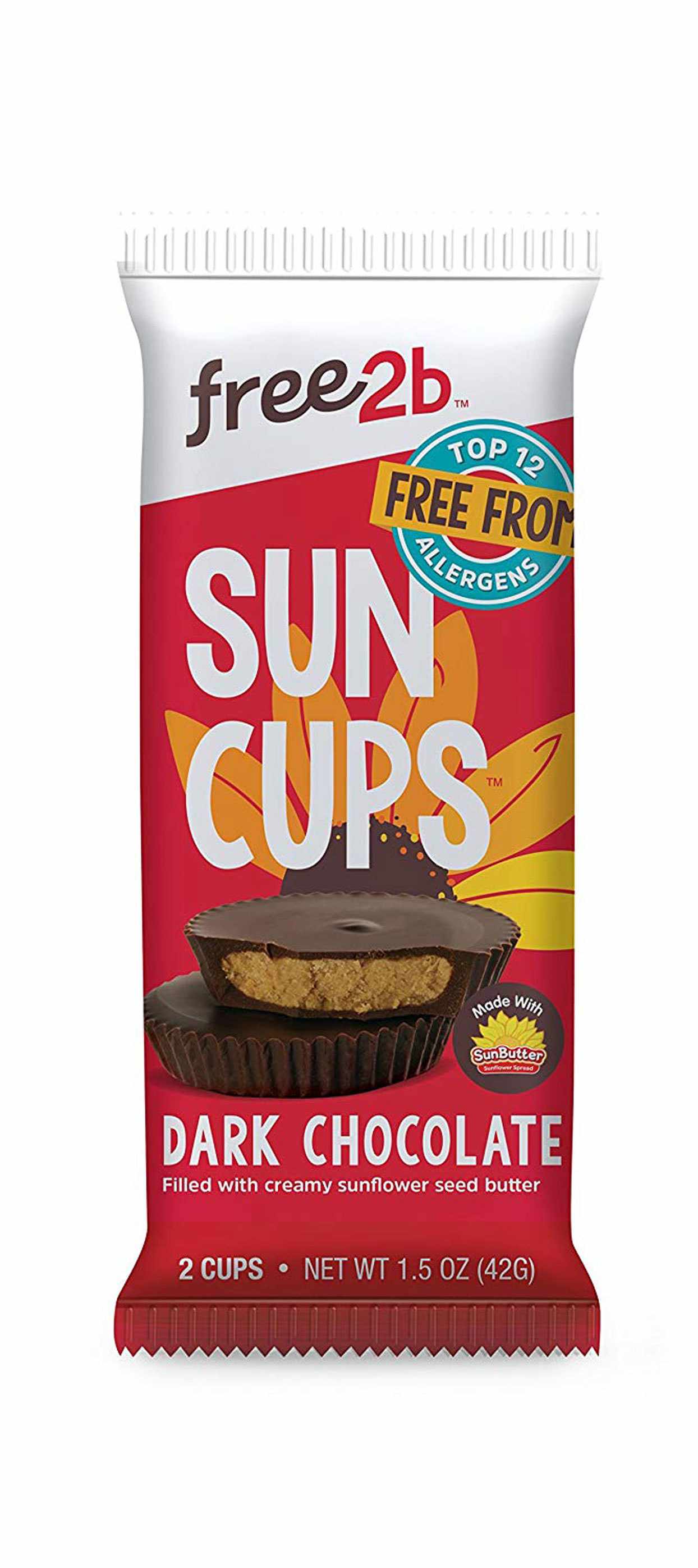 Free2b Sun Cups - dark chocolate filled with sunflower seed butter