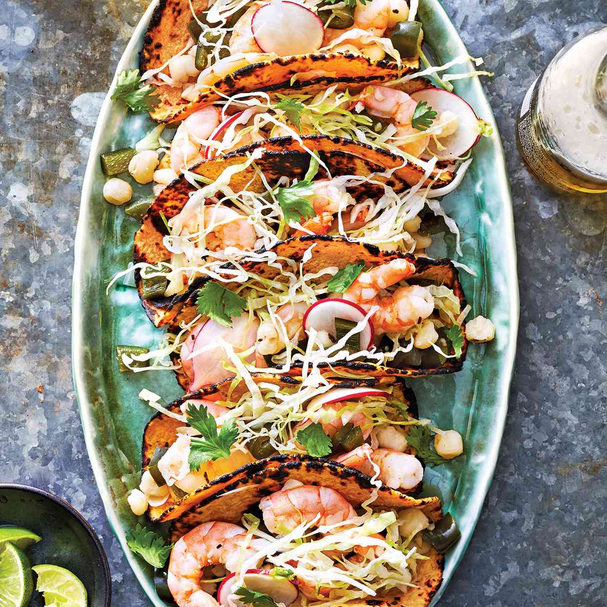 Slow-Cooker Shrimp Posole Tacos 