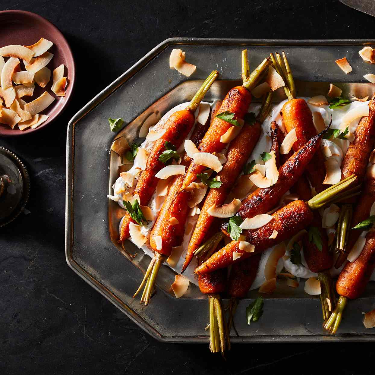 Roasted Carrots with Homemade Marshmallow Fluff & Toasted Coconut 