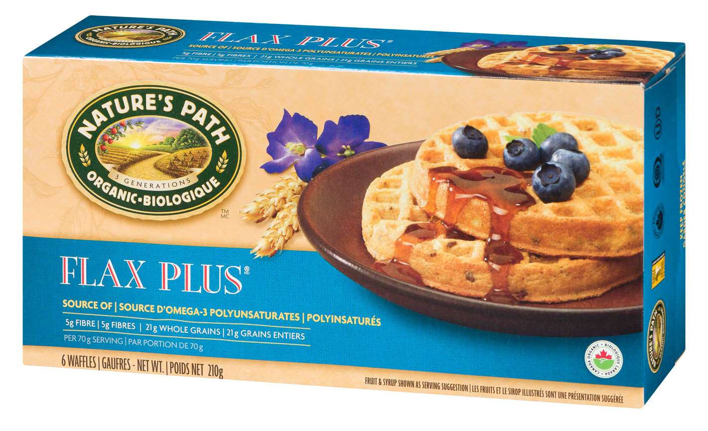 natures path brand flax plus waffles