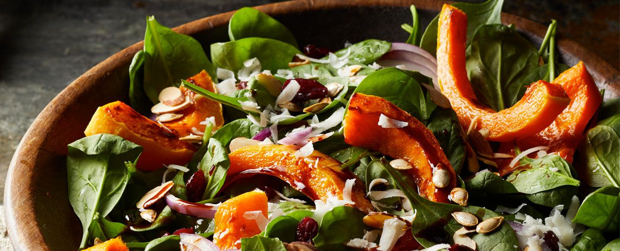 Roasted Squash Spinach Salad