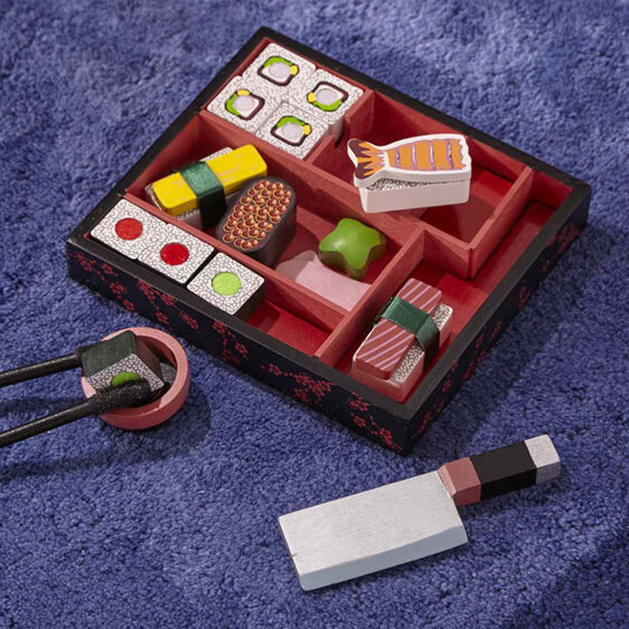 wooden toy sushi set