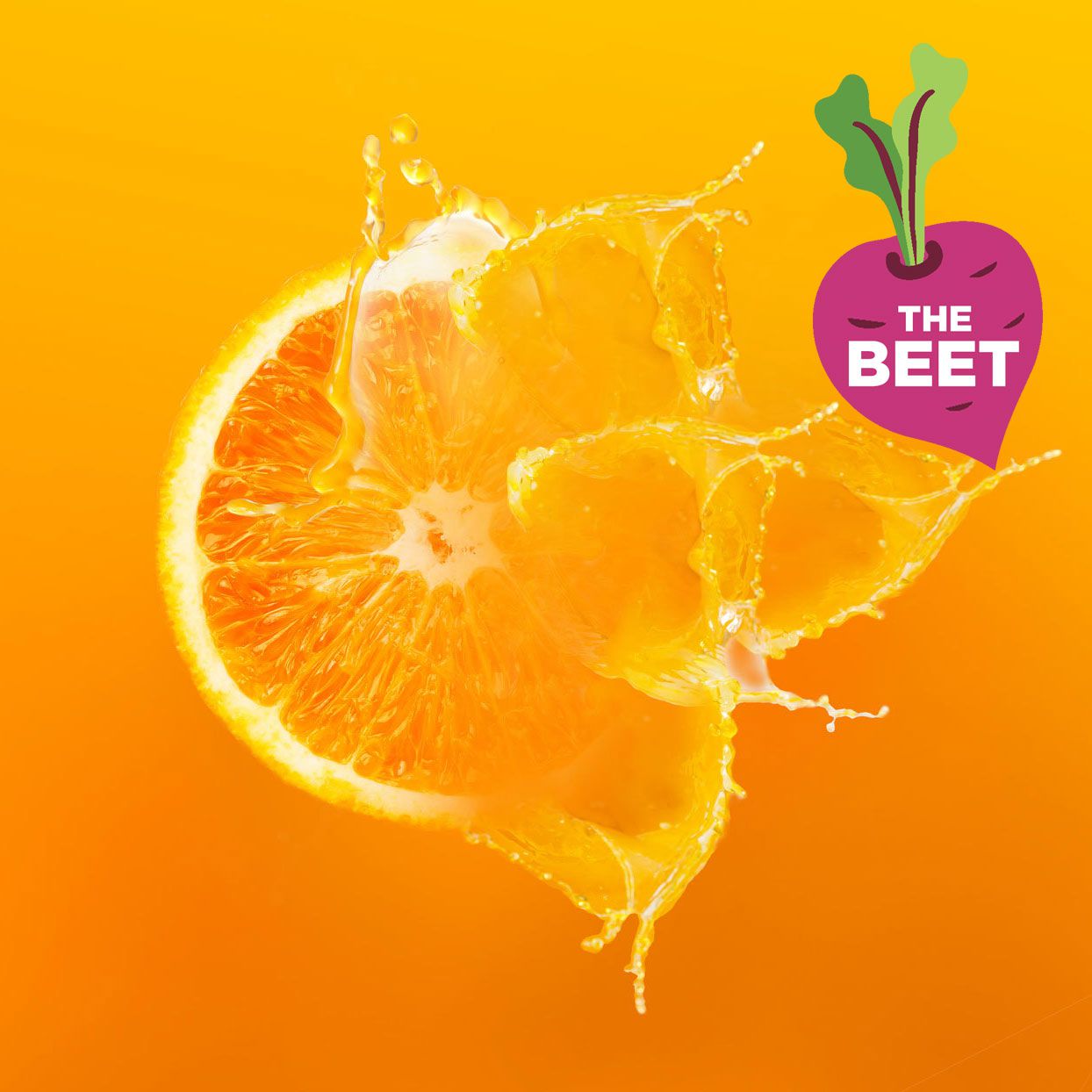slice of orange with EatingWell's "The Beet" logo