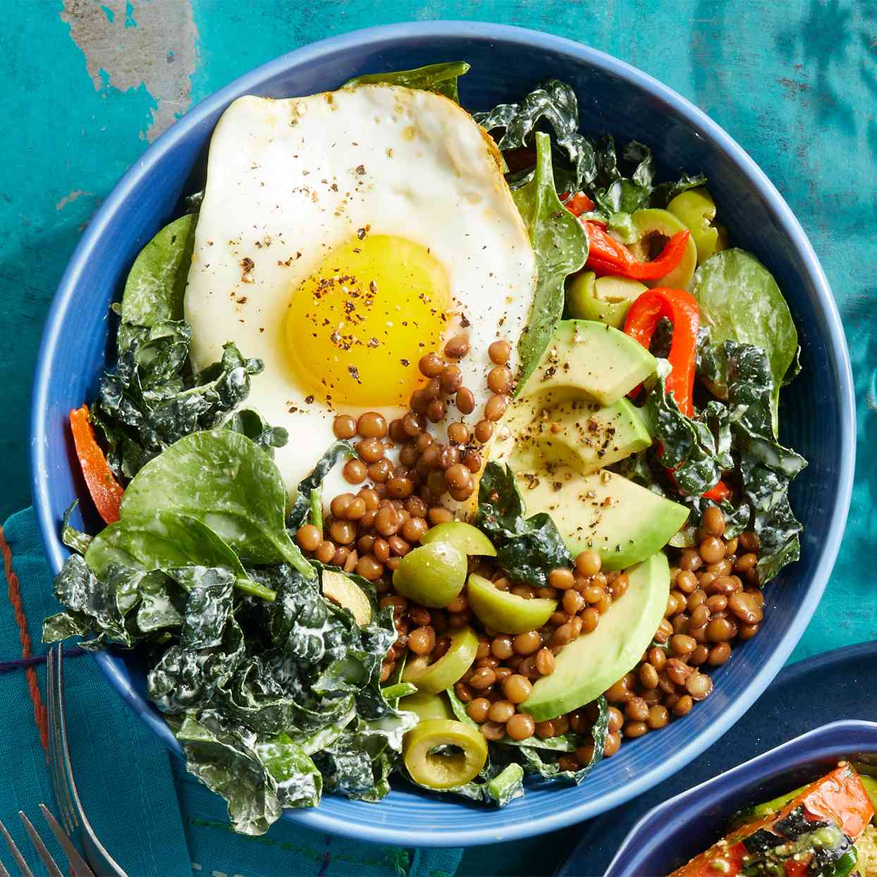 Lentil Bowls with Fried Eggs & Greens