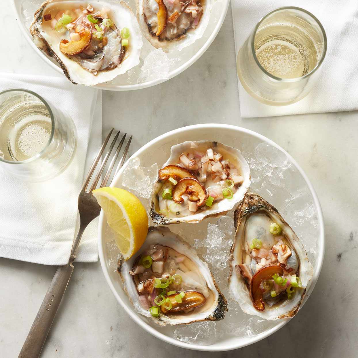 Oysters with Roasted Shiitake Mignonette