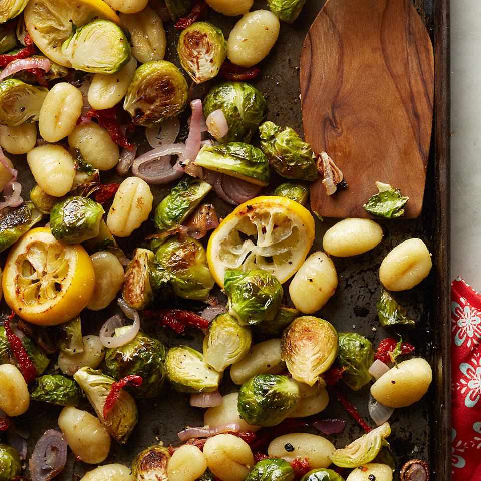 Roasted Gnocchi & Brussels Sprouts with Meyer Lemon Vinaigrette