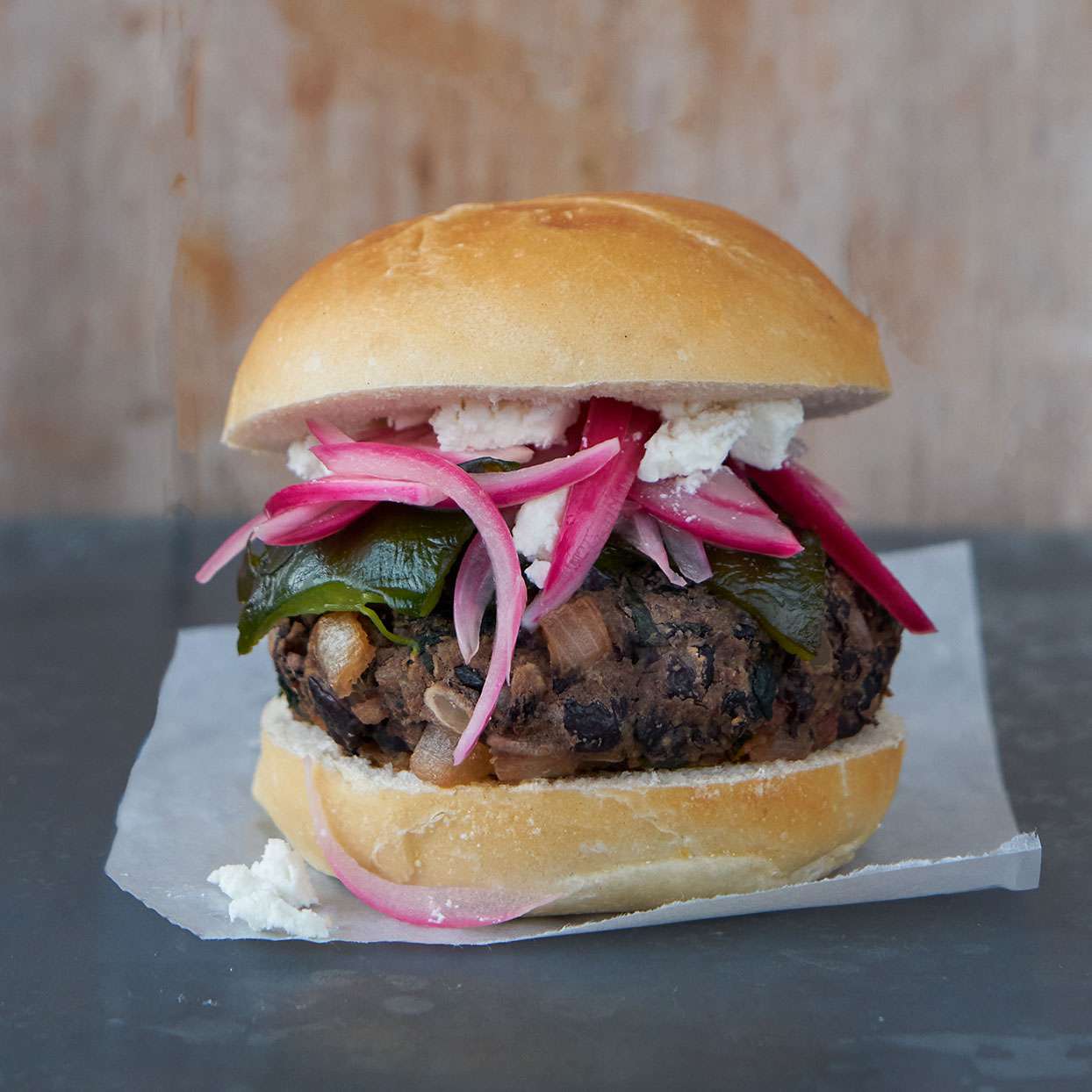 Vegetarian Sliders with Black Beans, Chard & Poblanos