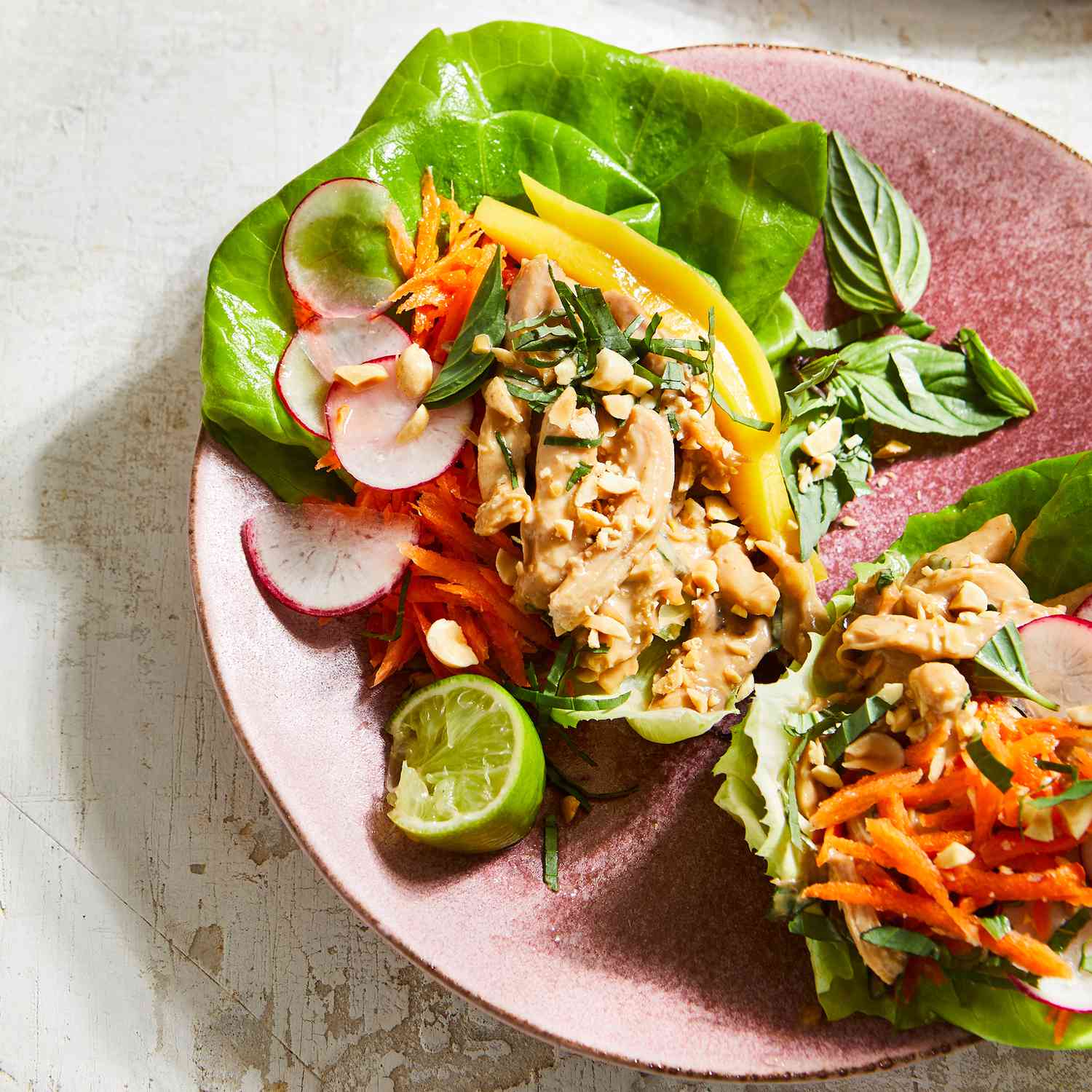 Chicken Lettuce Wraps with Peanut Sauce 