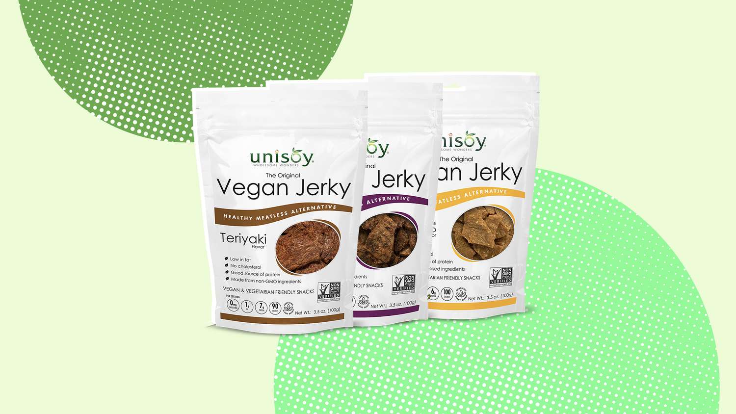 3 bags of Unisoy Smoky Vegan Jerky