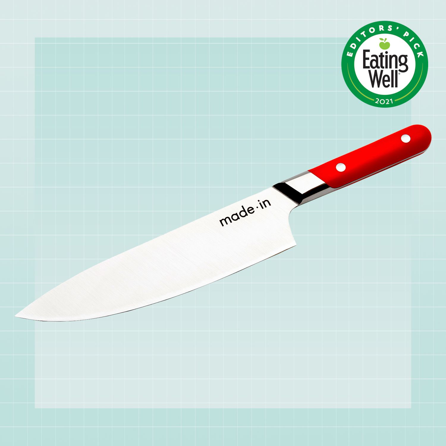 Made-In knife on a designed background