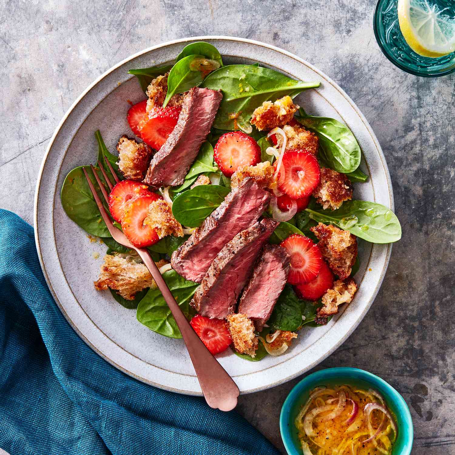 Steak and Strawberry Spinach Salad