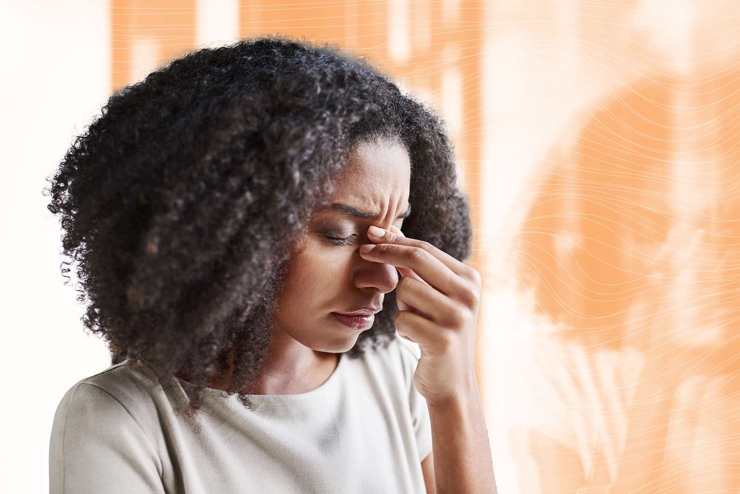 Woman suffering from a migraine