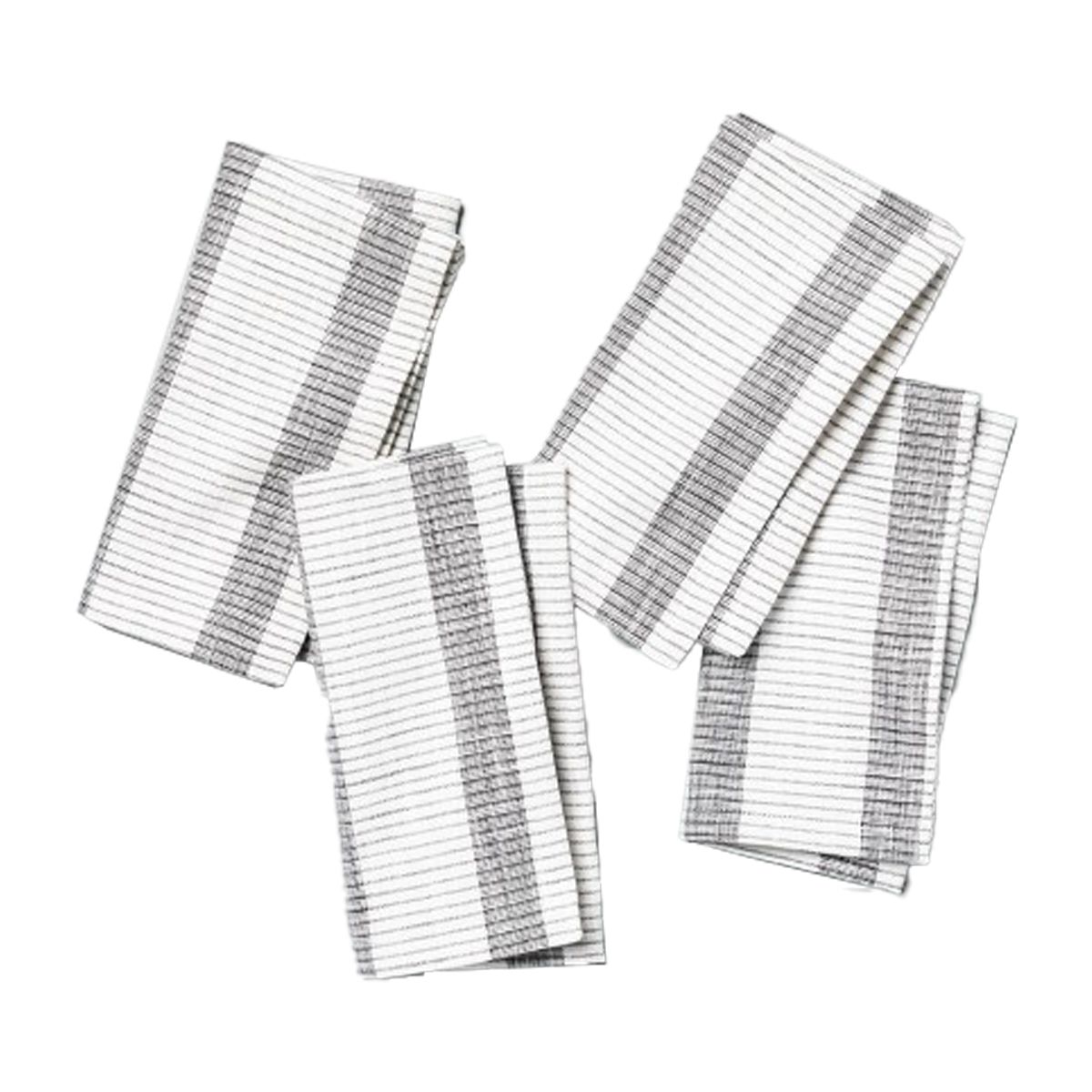 4pk Bold Stripes Napkin Set Dark Gray - Hearth & Hand™ with Magnolia