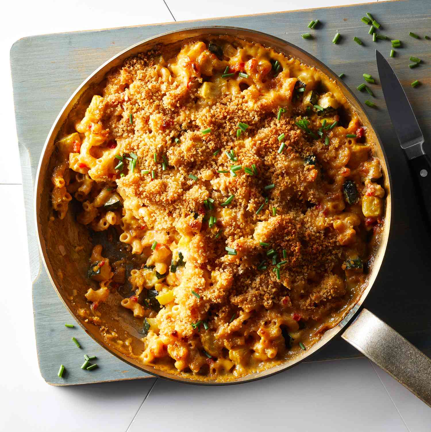 Skillet Mac & Cheese with Zucchini & Pimiento 