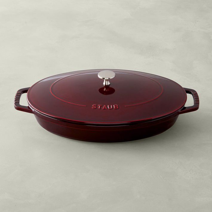 Staub Enameled Cast-Iron Oval Gratin with Lid