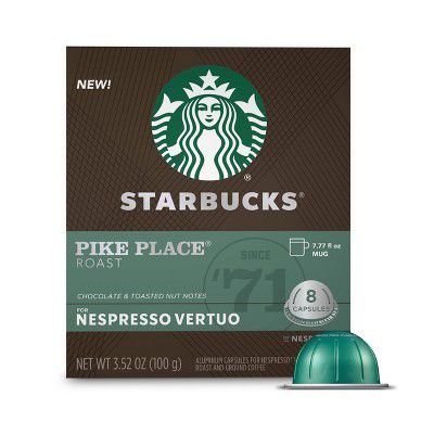 Starbucks Coffee Capsules for Nespresso Vertuo Machines — Medium Roast Pike Place Roast