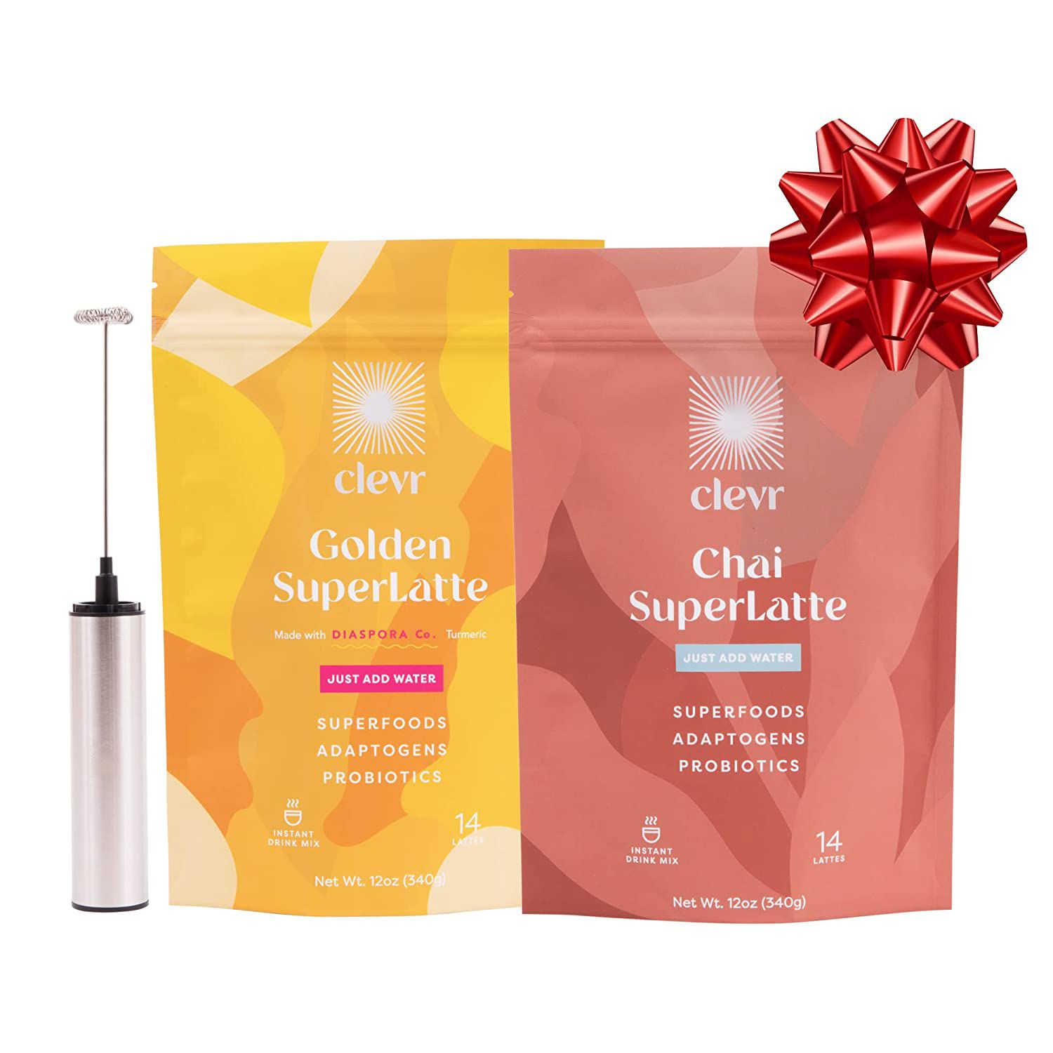 Golden SuperLatte and Chai SuperLatte bags on a white background