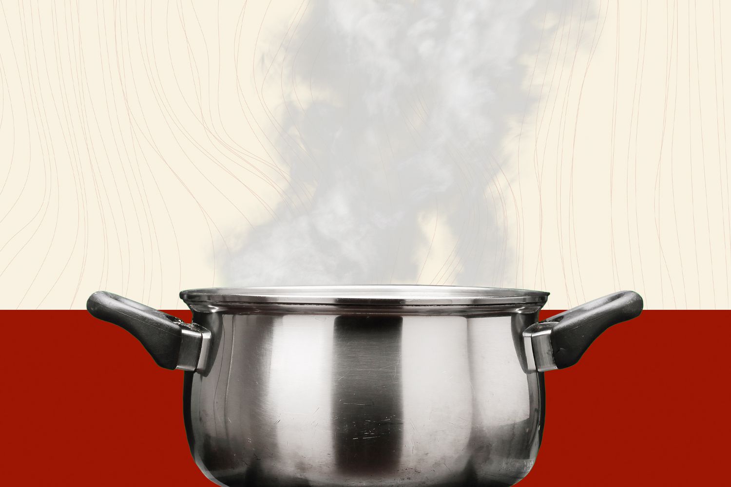 Steam coming out of a pot on a designed background