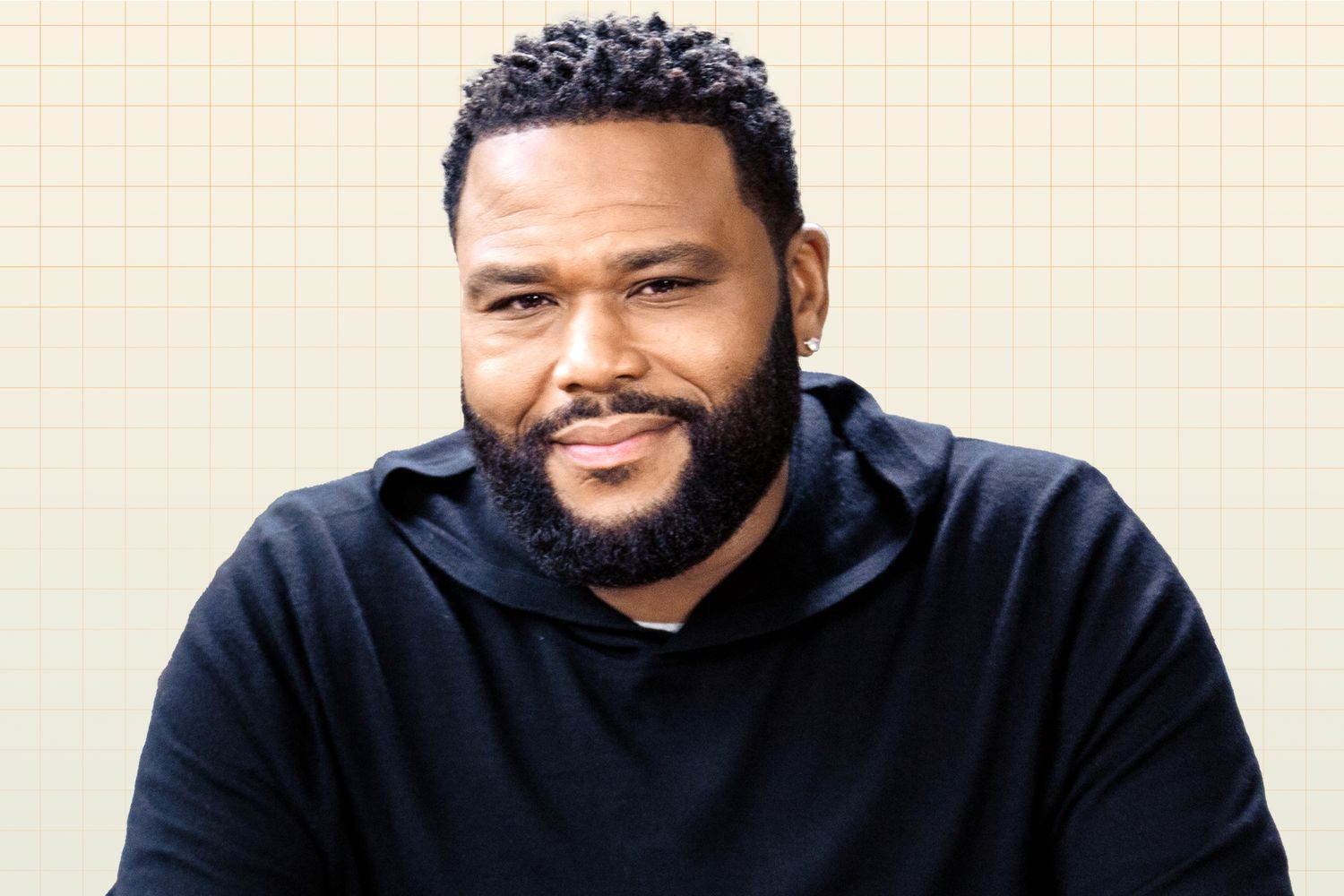 Anthony Anderson on a designed background