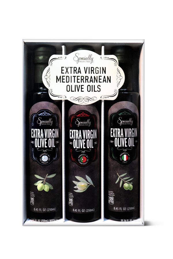 gift box of three bottles of olive oil