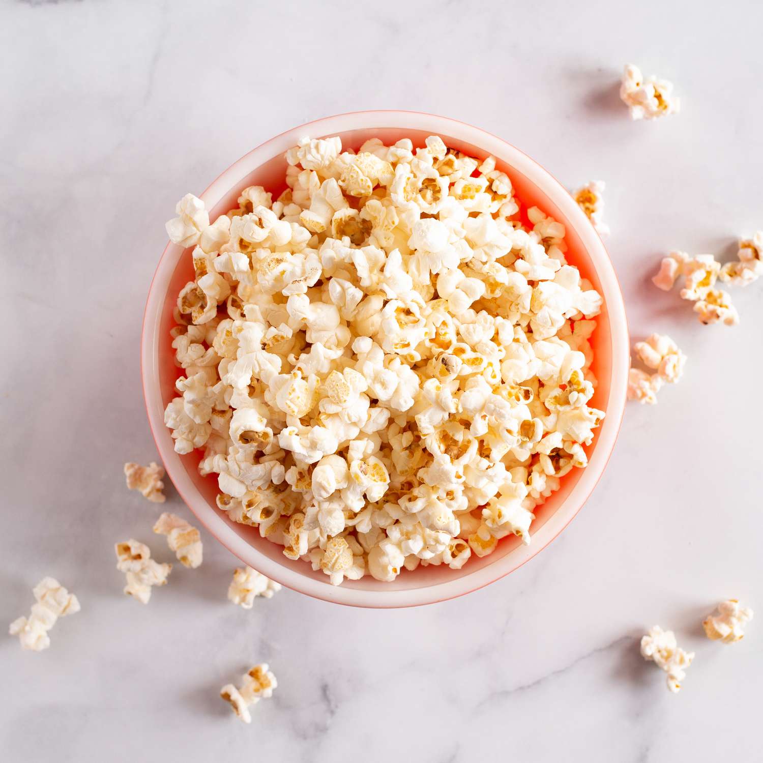 Popcorn in a red bowl