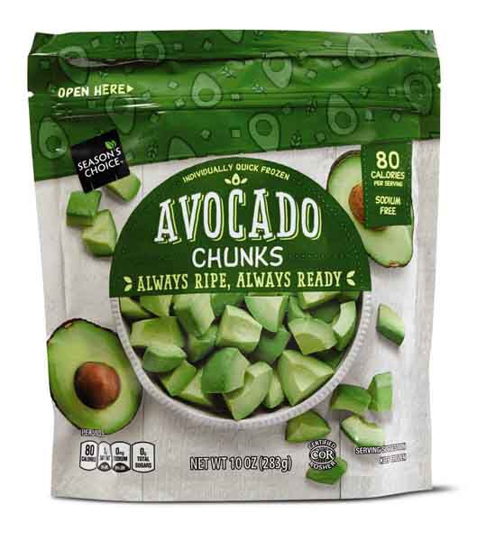 green bag of frozen avocados
