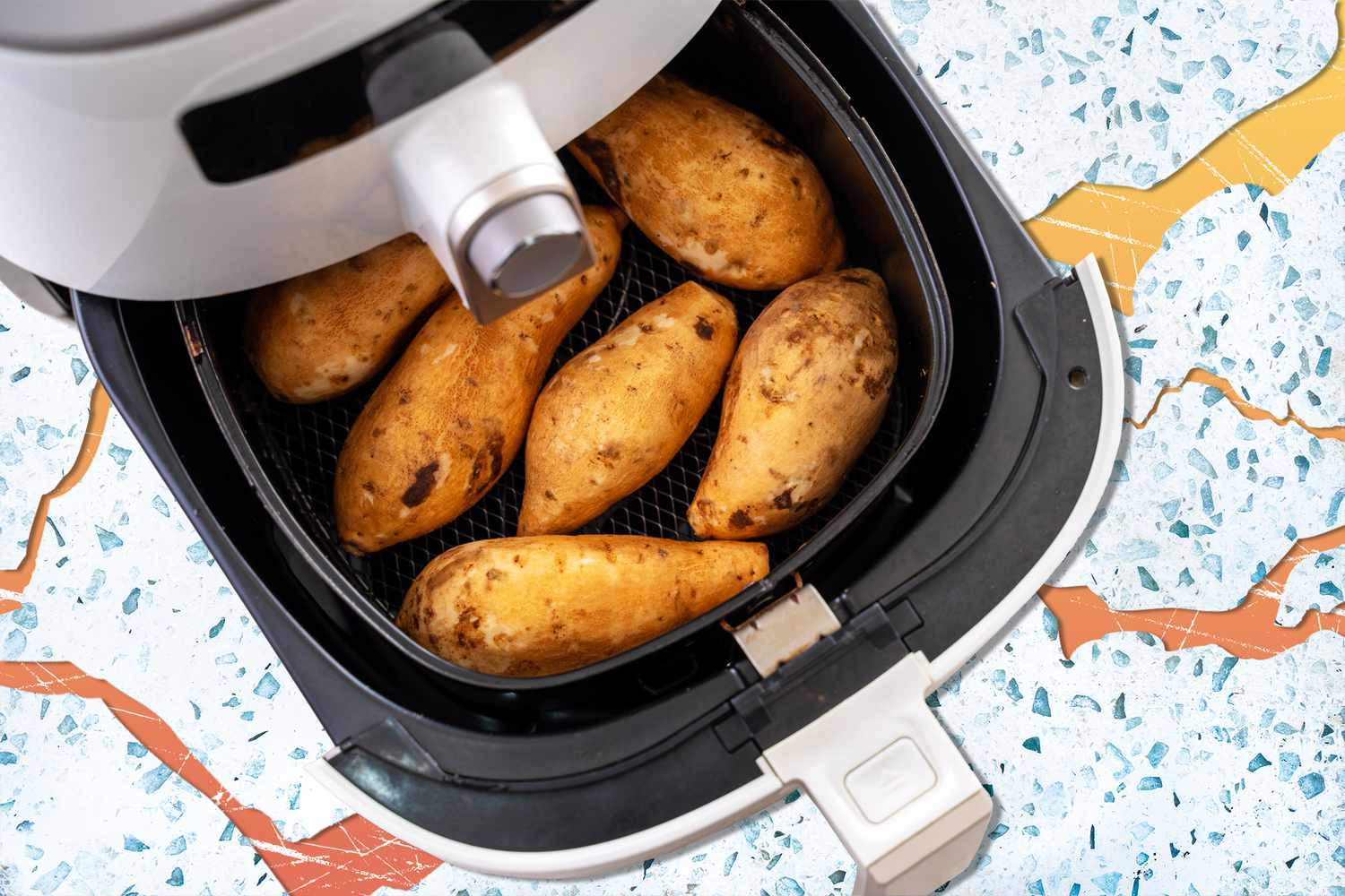 Air fryer on a cracked countertop