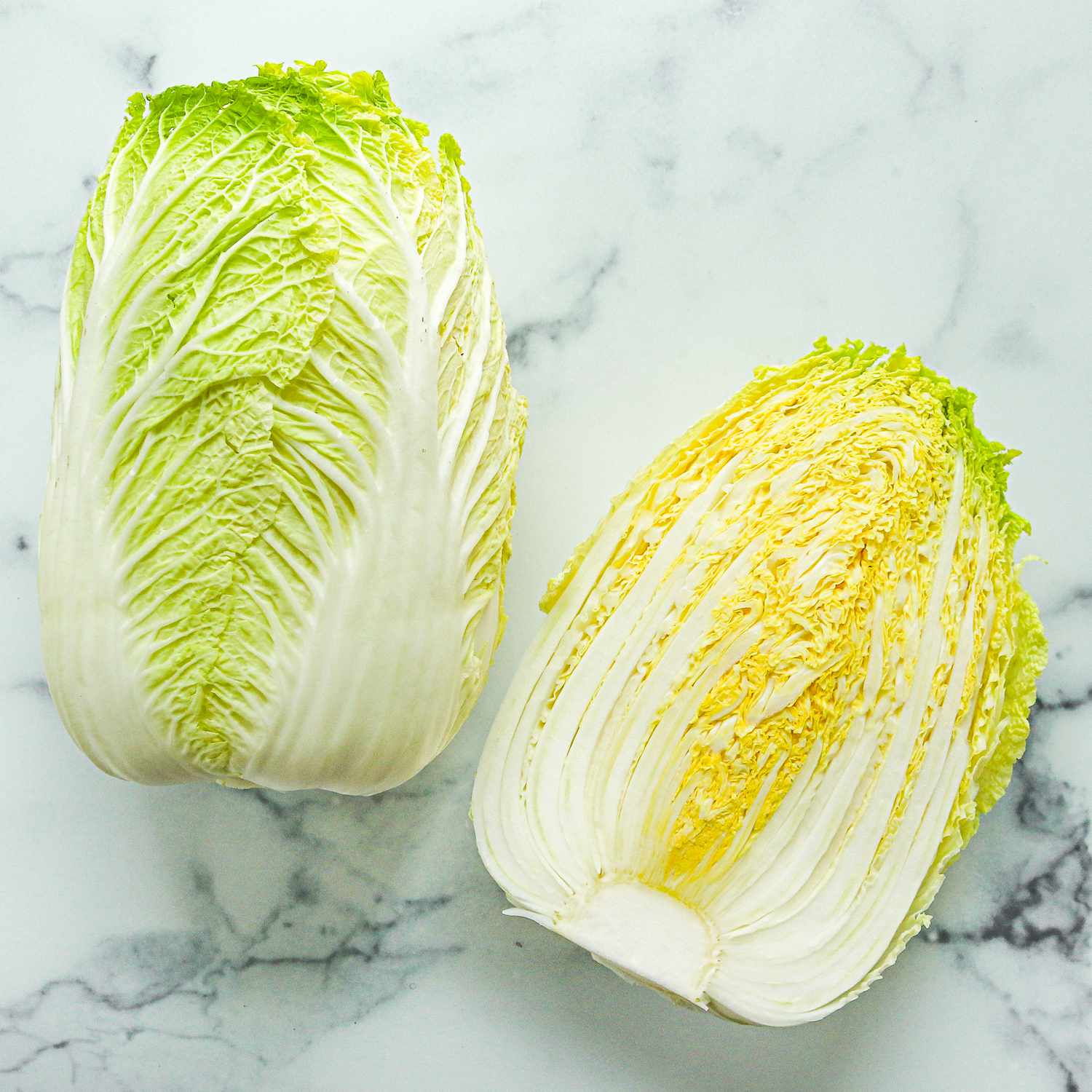 Napa cabbage on a marble surface