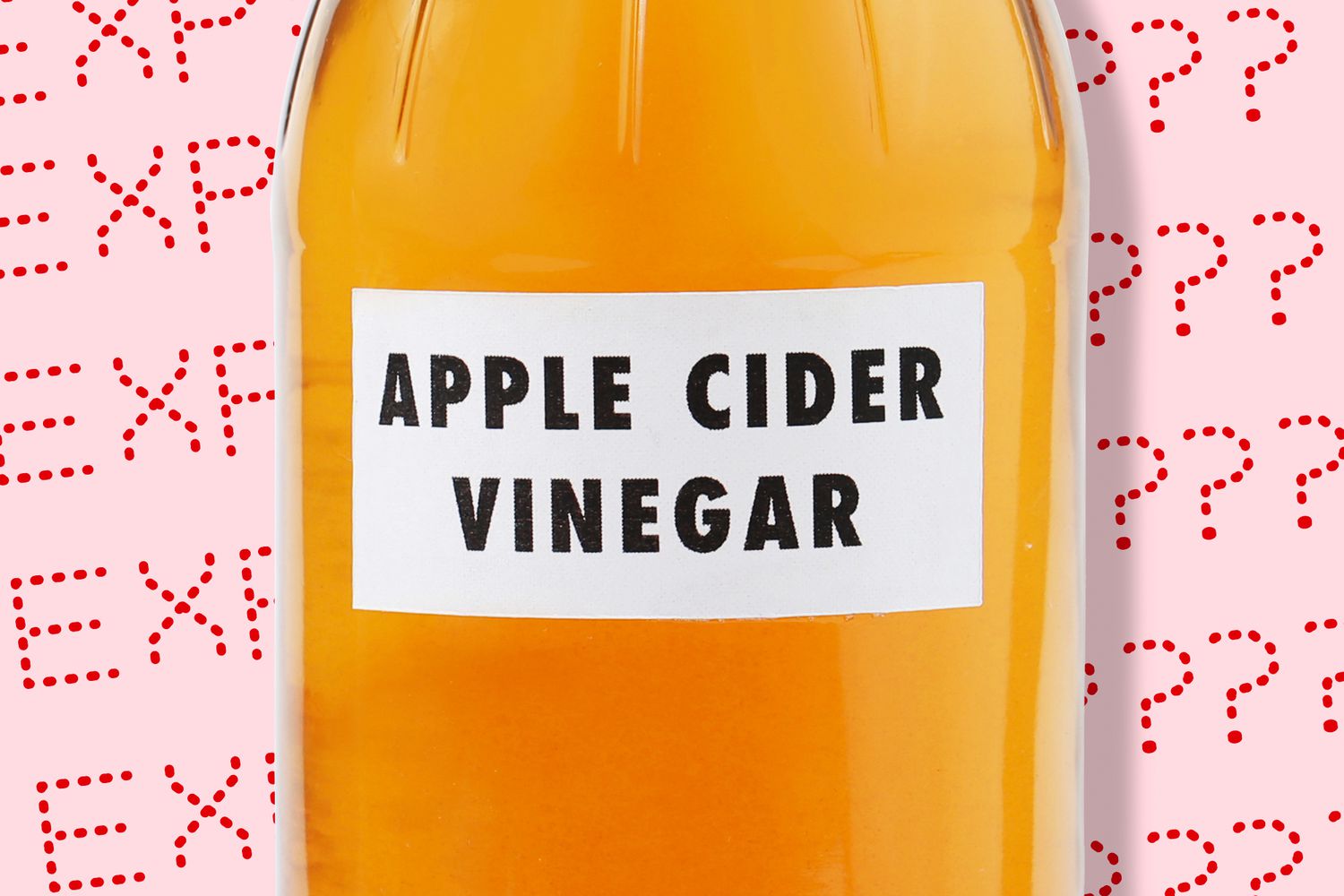 A bottle of Apple Cider Vinegar with expiration date in the background