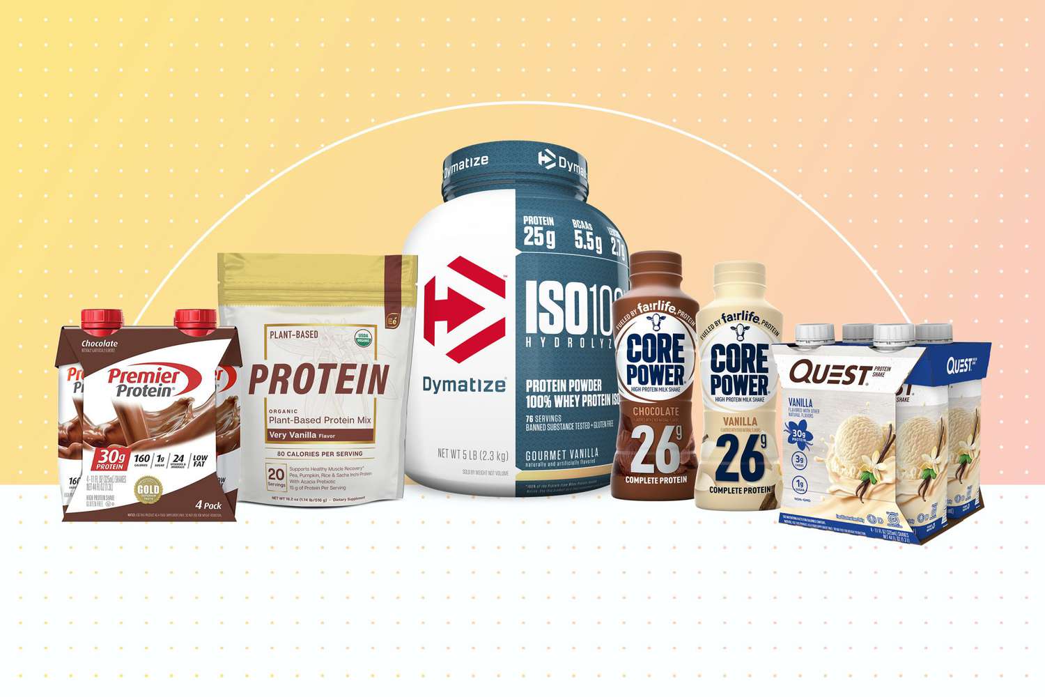 Protein powders on designed background